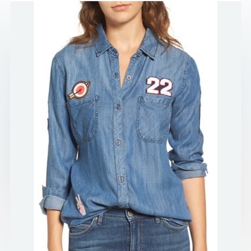 Rails Carter Patchwork Chambray Long Sleeves Shir… - image 1